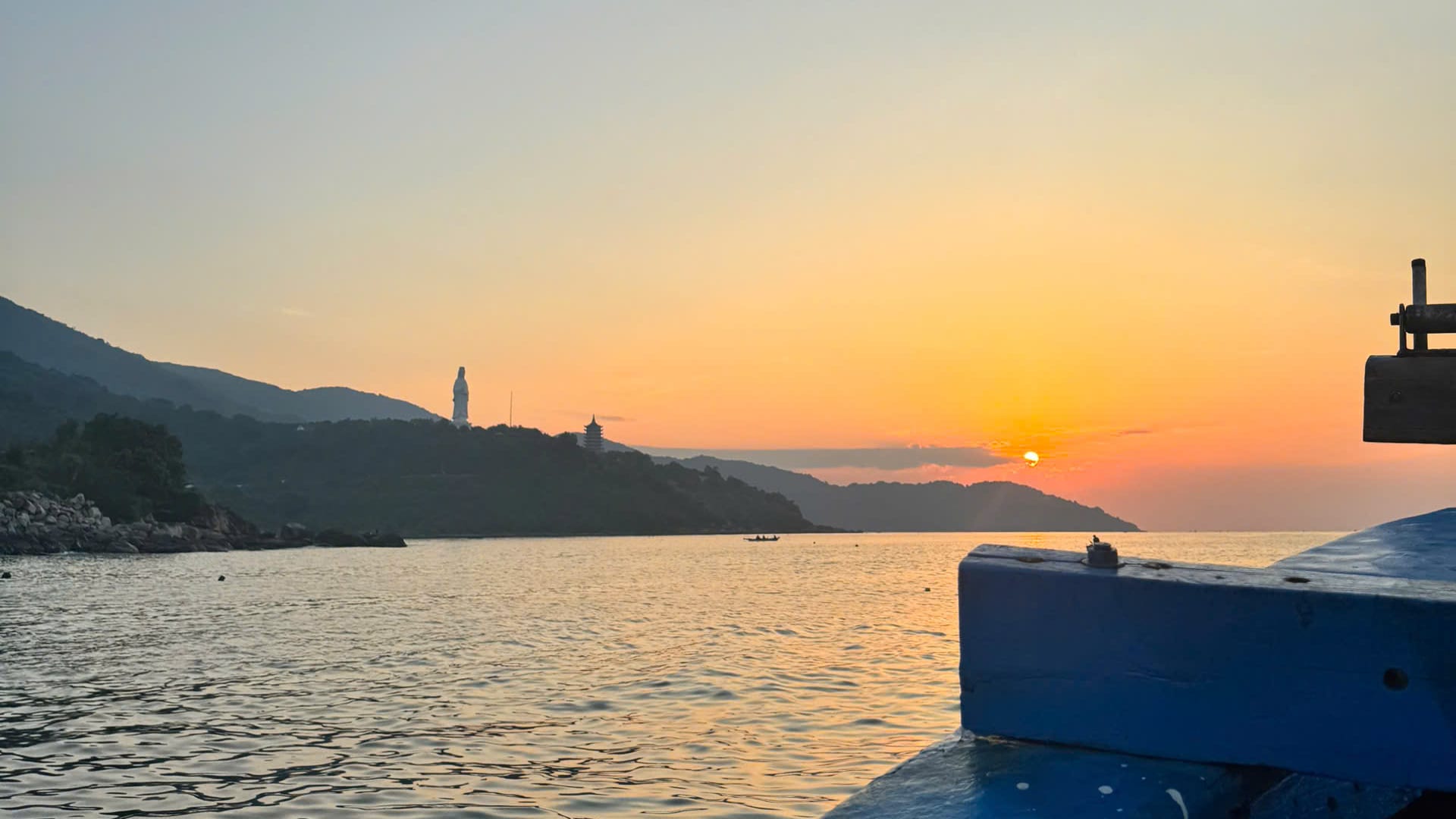 Sunrise over the sea off Phu Quoc island, seen from a local fishing boat